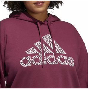 Adidas Womens Plus Size 1X Crimson Graphic Logo Sweatshirt Pullover Hoodie